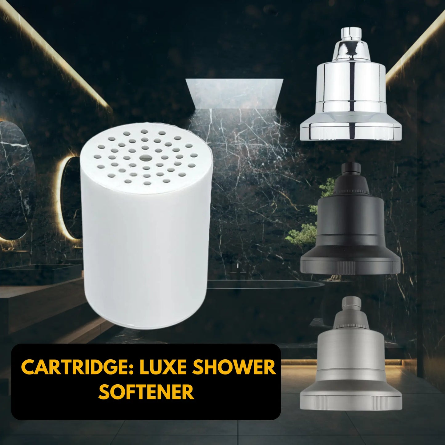High-pressure shower head filter for neutralizing water hardness.
