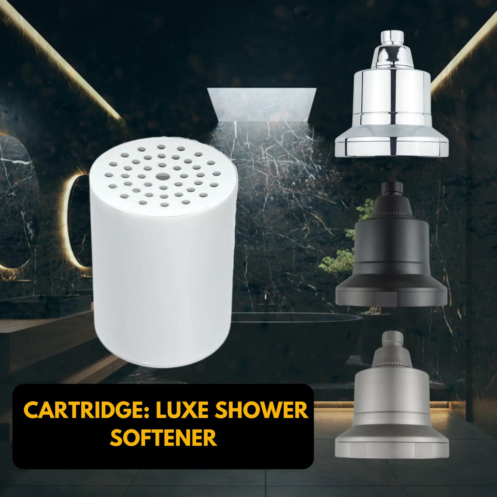 High-pressure shower head filter for neutralizing water hardness.