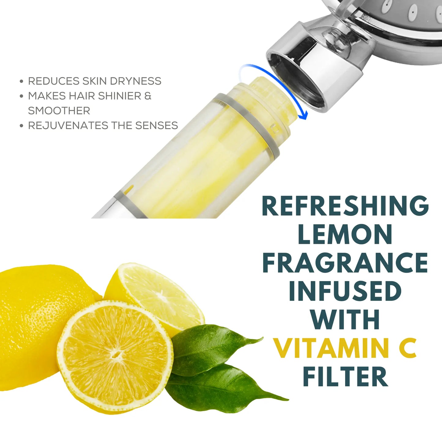 Fragrance-infused water softener for handheld showers to revitalize skin and provide a pleasant scent.