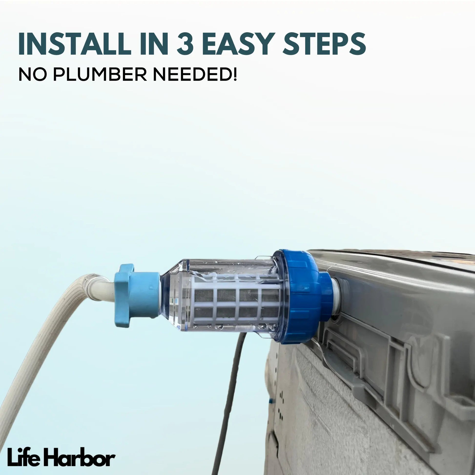 Universal dishwasher hard water filter to prevent white spots and protect internal components.