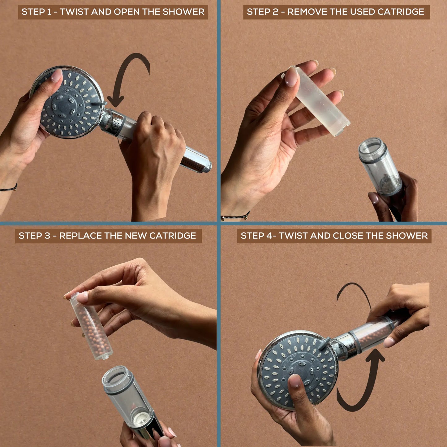 Nutrient-rich mineral ball shower filter for oxygen infusion and essential mineral replenishment.