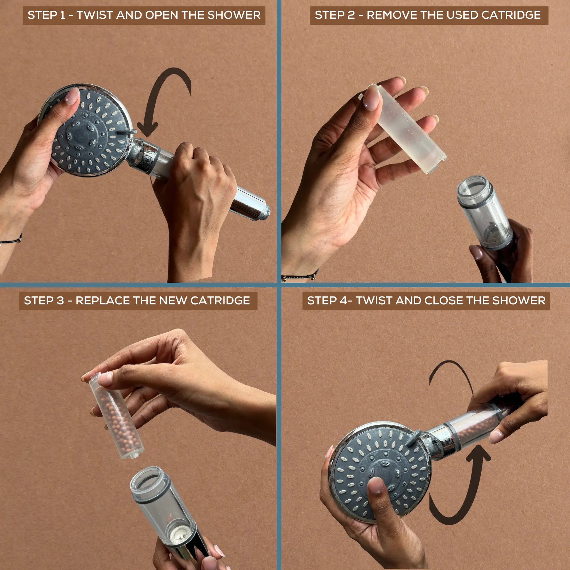 Nutrient-rich mineral ball shower filter for oxygen infusion and essential mineral replenishment.