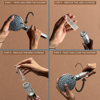 Nutrient-rich mineral ball shower filter for oxygen infusion and essential mineral replenishment.