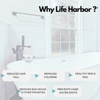 Hard water filter for bathroom use to prevent hair fall and dry skin.