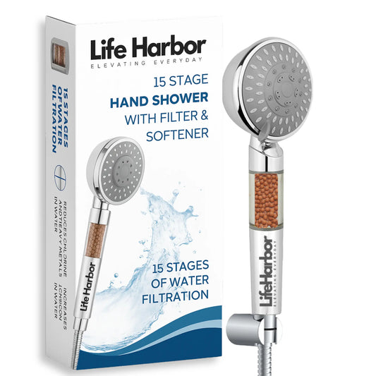 Life Harbor mineral ball cartridge for hand shower heads to enrich water with essential nutrients.