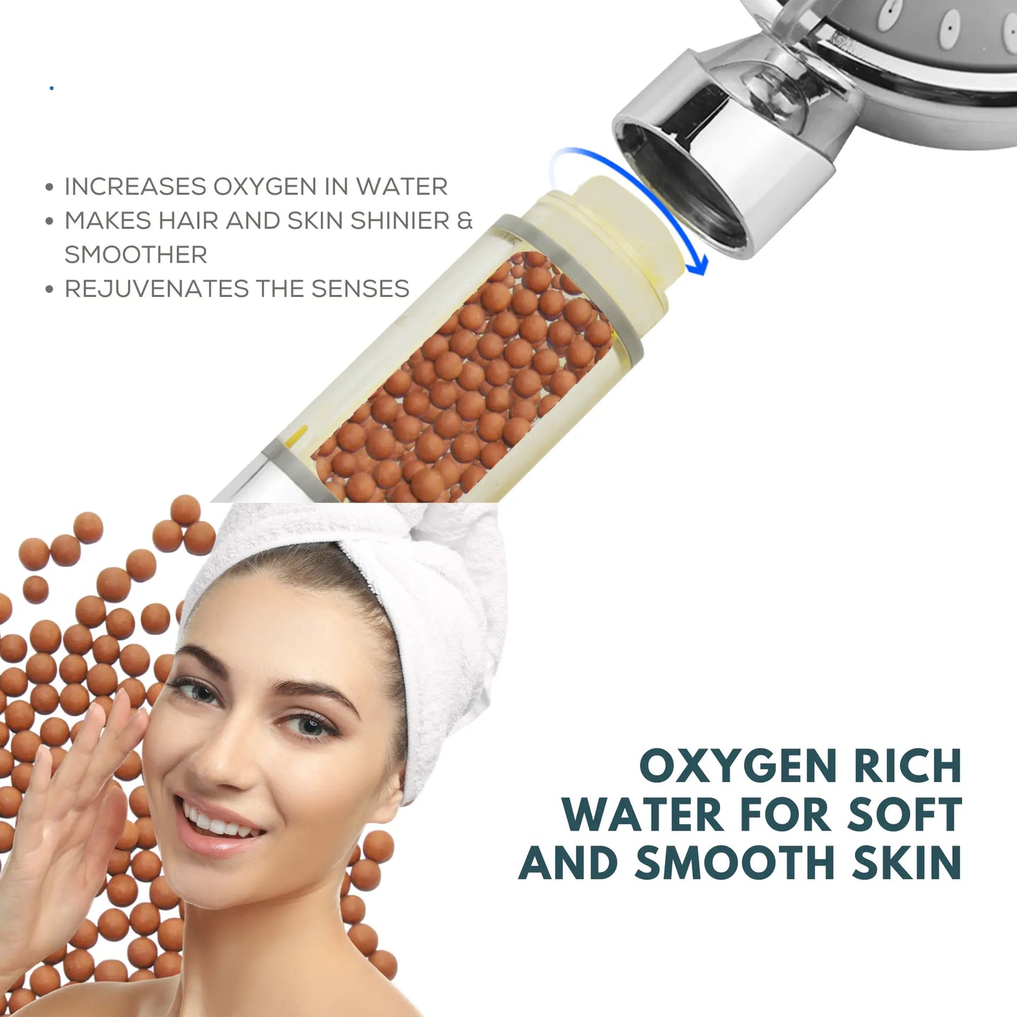 15-stage hand shower filter replacement cartridge for deep water purification and chlorine removal.
