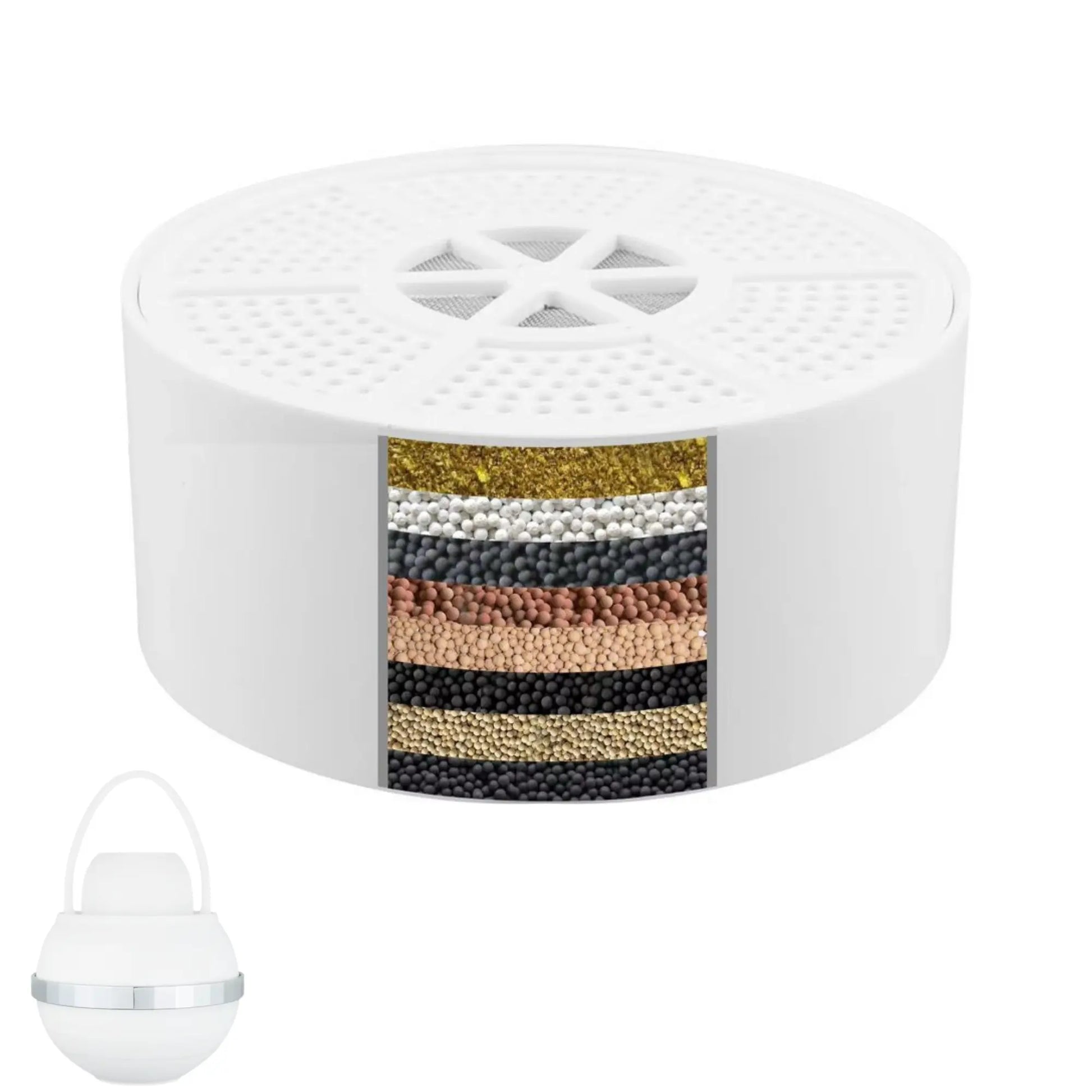 Life Harbor hard water softener 8-stage replacement cartridge for bath ball filters.