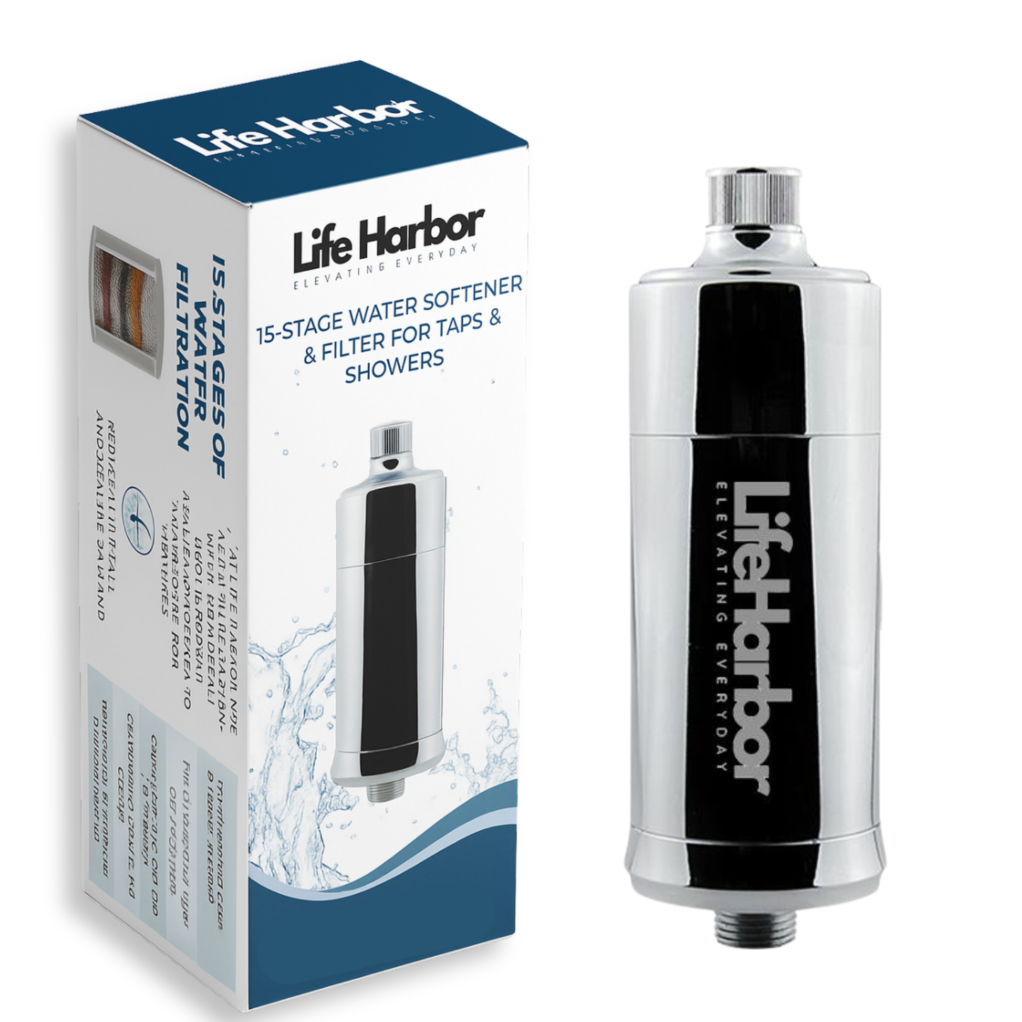 Advanced shower and tap filter for hard water solutions, featuring a universal fit design.