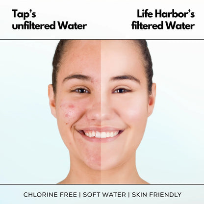 Chlorine water filter for tap designed to prevent hair fall and dry skin.