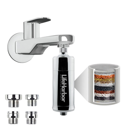 15-stage hard water filter for taps and showers providing superior purity and protection.