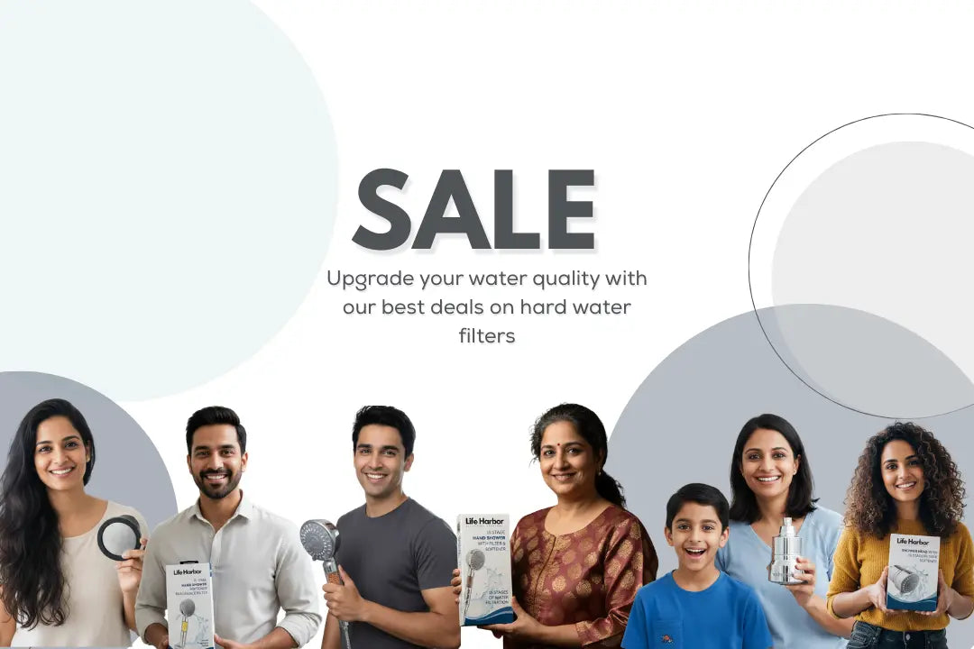 Compact water filter for shower head with multi-stage filtration.