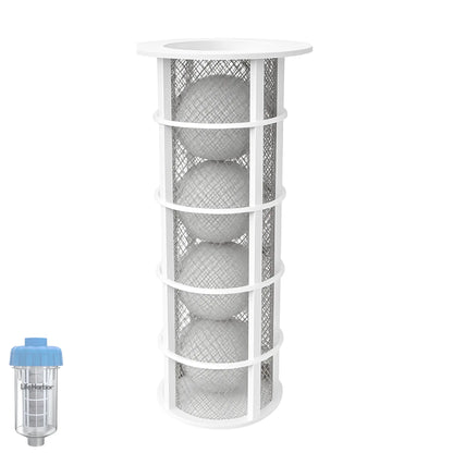 Life Harbor replacement cartridge for washing machine hard water filter to prevent limescale buildup.