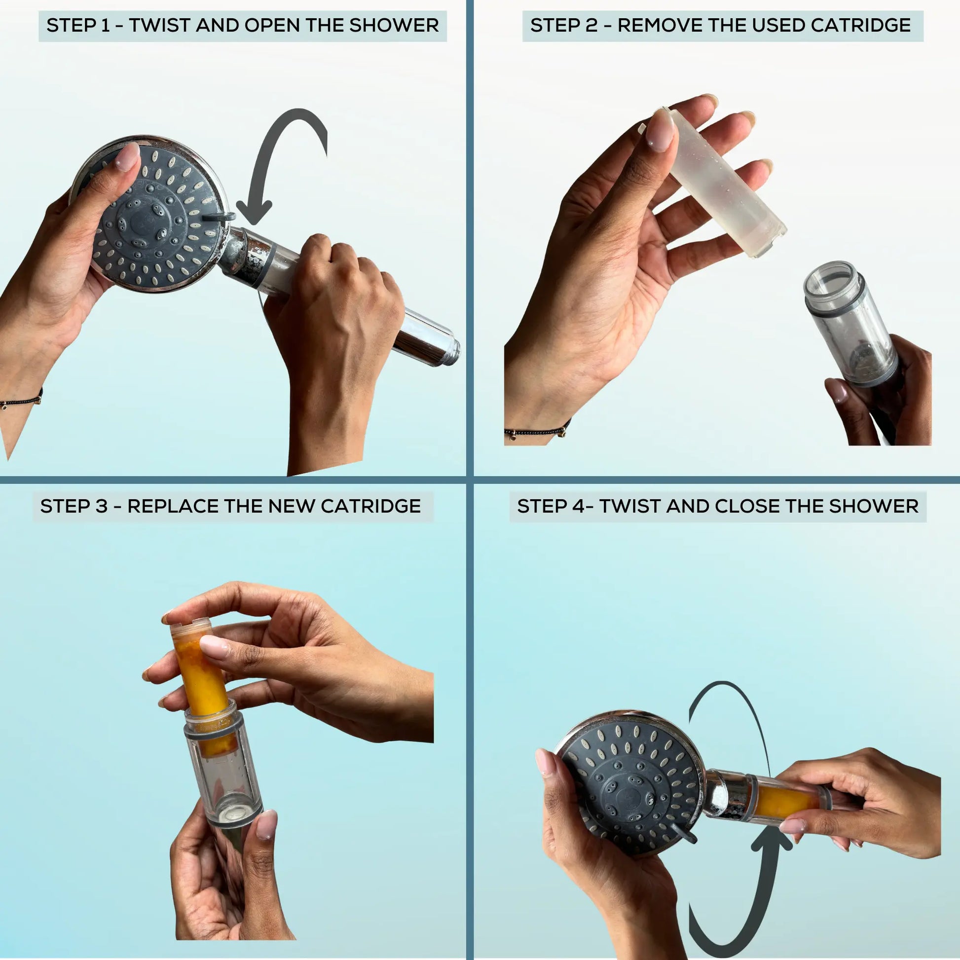 Aromatherapy hand shower replacement cartridge with steady infusion of lemon zest and Vitamin C.
