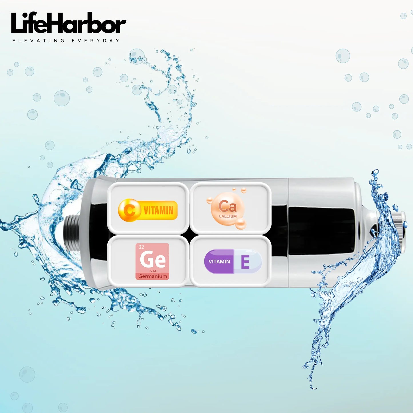 Borewell water filter cartridge designed for tap and shower softeners.